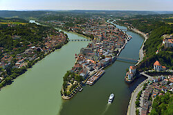 3-Flüsse-Stadt Passau Österreich Deutschland Tschechien Dreiländereck in Bayern